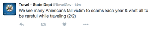 Illustration for article titled The State Department’s Twitter Is Drunk and Tweeting Bad Spring Break Tips